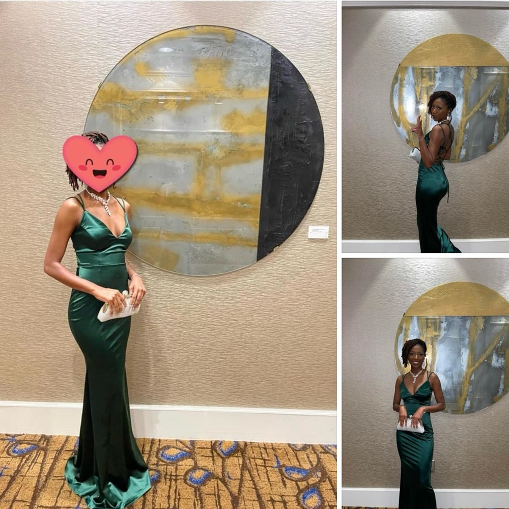 Green maxi satin dress